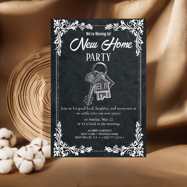 New Home Party Invitation Elegant Chalkboard Hou Inbjudningar (Skapare uppladdad)