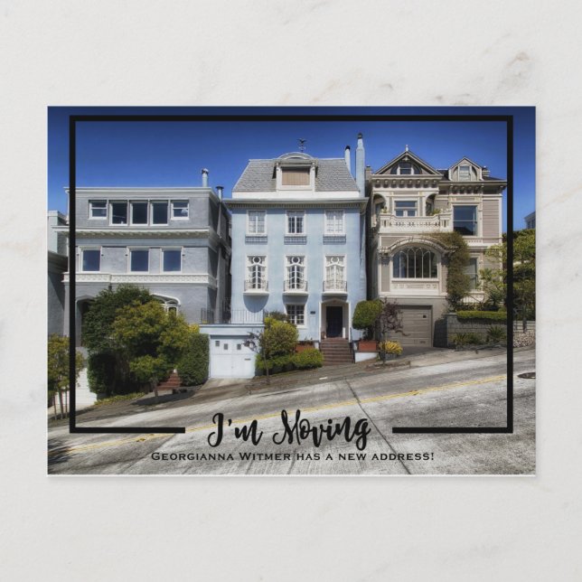 New Home Photo Black Ram I är Flytta Announcement Meddelande Vykort (Framsida)