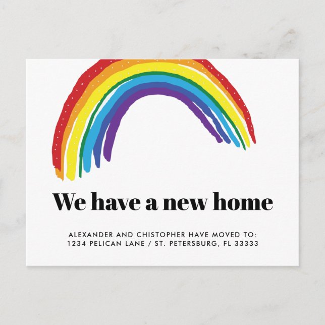 New Home Rainbow Gay Flytta Meddelande Vykort (Framsida)