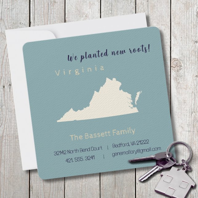 New Home Virginia Flytta Announement Postcard (Moving to Virginia? Send your friends and family a beautiful personalized announcement!)