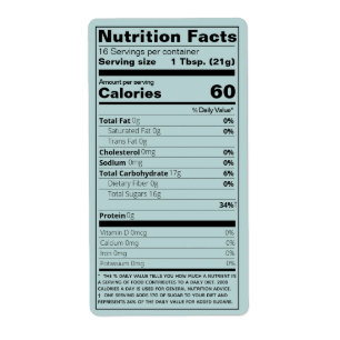 New Honung Nutrition Facts Turcoise Product Fraktsedel
