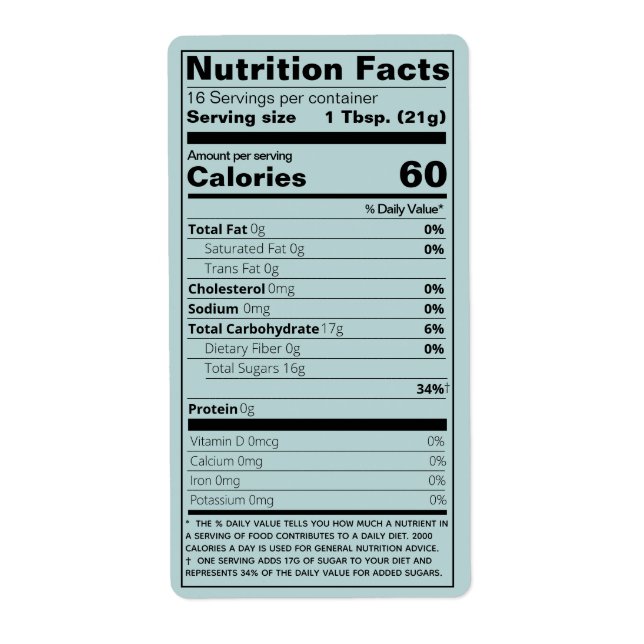 New Honung Nutrition Facts Turcoise Product Fraktsedel (Framsidan)