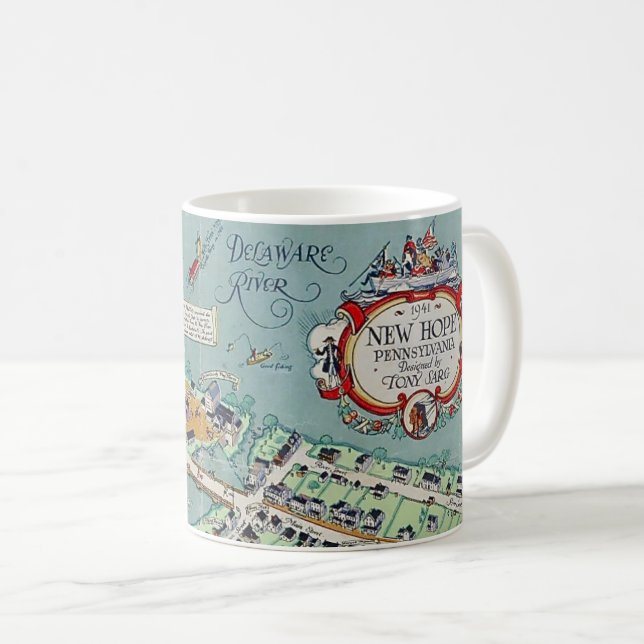 New Hope PA Vintage Illustration Mug Kaffemugg (Framsida höger)