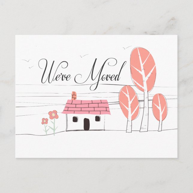 New House Home Notification Flytta Post Card Meddelande Vykort (Framsida)