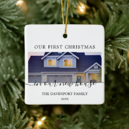 New House modern calligraphy Photo Ornament
