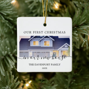 New House modern calligraphy Photo Ornament