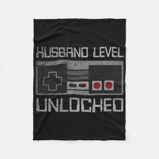 New Husband Level Unlocked Just Married Gamer Bach Fleecefilt (Framsidan)