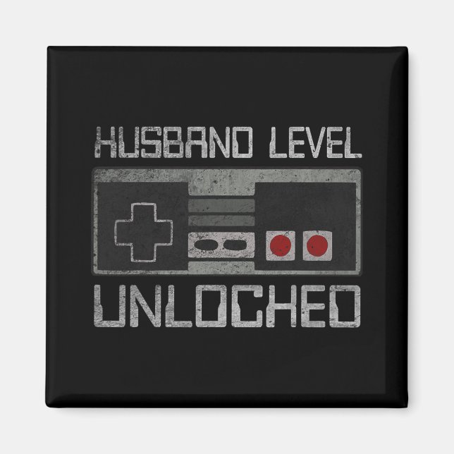 New Husband Level Unlocked Just Married Gamer Bach Magnet (Framsidan)