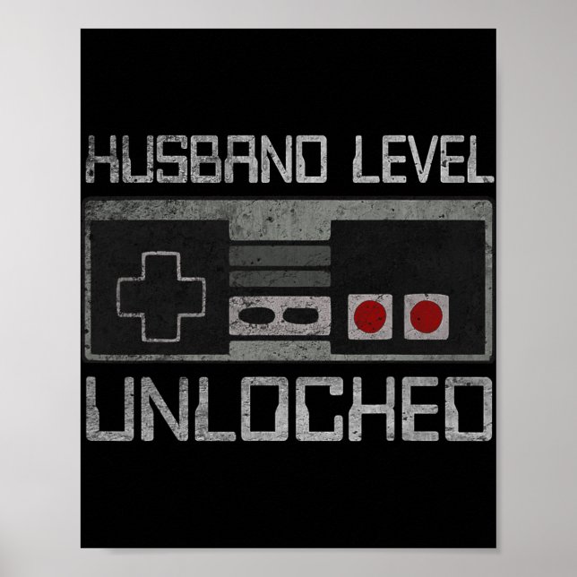 New Husband Level Unlocked Just Married Gamer Bach Poster (Framsidan)