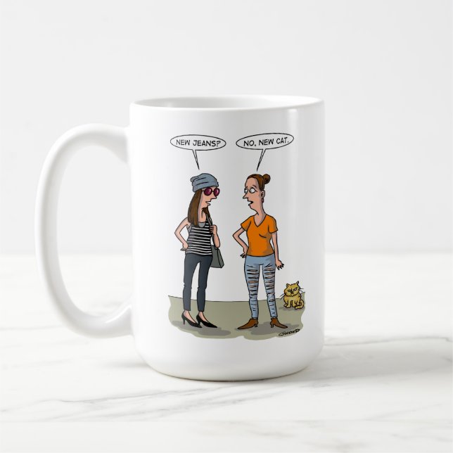 New jeans? No, new cat. Folded Greeting Card Kaffemugg (Vänster)