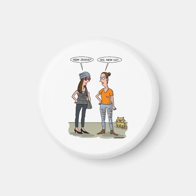 New jeans? No, new cat. Folded Greeting Card Magnet (Framsidan)