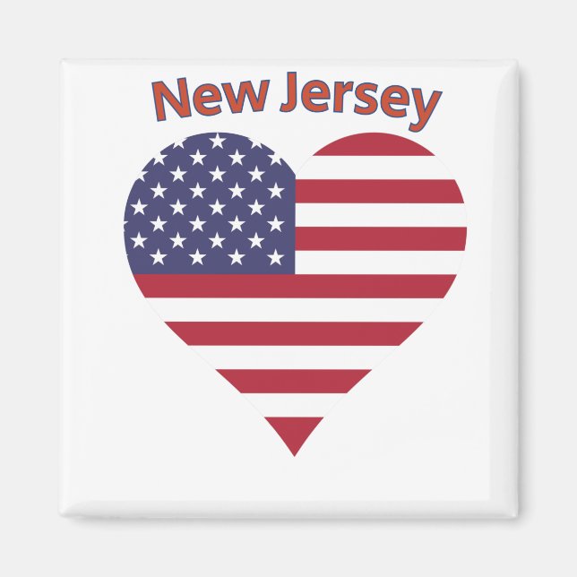 New jersey American Flagga Heart Magnet (Framsidan)