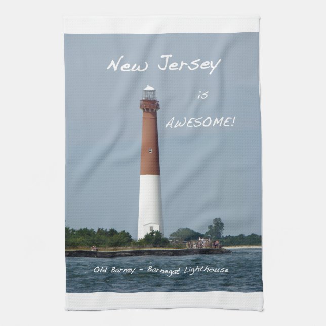New jersey är Fantastisk - Barnegat fyr Kökshandduk (Vertikal)