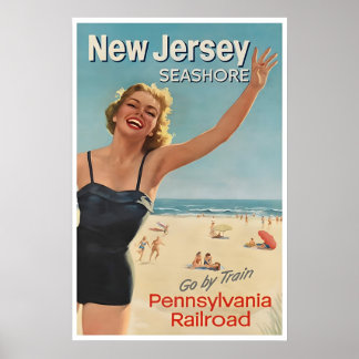 New Jersey Art Beach Affisch Hem Vintage Tryck