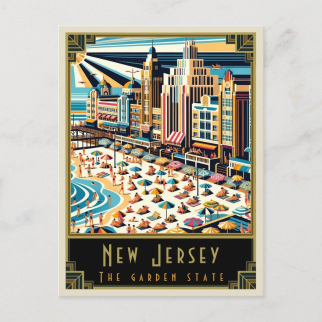 New jersey | Art Deco Vykort (Framsida)