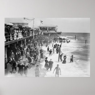 NEW JERSEY ASBURY PARK BEACH 1908 POSTER