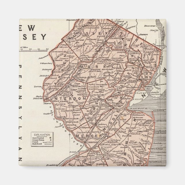 New jersey Atlas Karta Magnet (Framsidan)