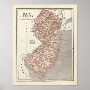 New jersey Atlas Karta Poster