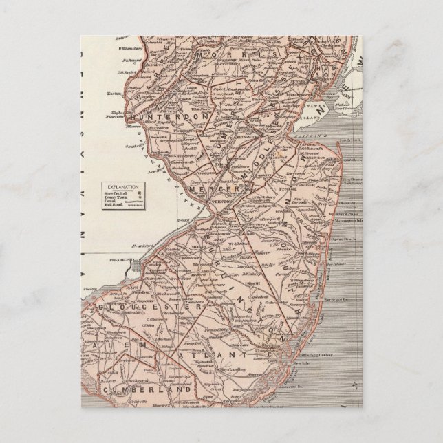 New jersey Atlas Karta Vykort (Framsida)