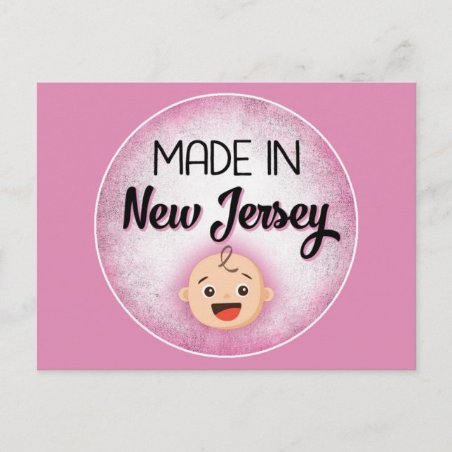 New jersey Baby Funny Rosa New Girl Postcard Vykort (Framsida)