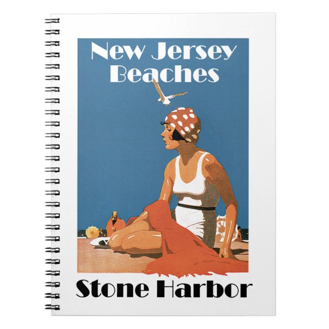 New jersey Beacher ~ Stone Harbour Anteckningsbok Med Spiral (Framsidan)