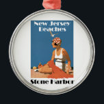 New jersey Beacher ~ Stone Harbour Julgransprydnad Metall<br><div class="desc">Rälens flodstrand i stil vid 1920 strand på en strand i New jersey.</div>