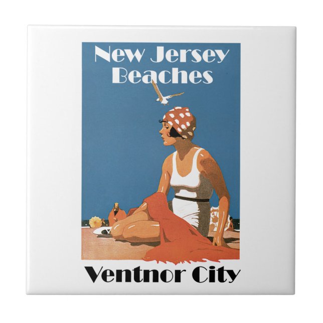 new jersey Beacher ~ Ventnor City Kakelplatta (Framsidan)