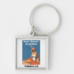 new jersey Beacher ~ Wildwood Fyrkantig Silverfärgad Nyckelring