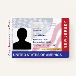 NEW JERSEY - Child ID - USA flagga Background Badg