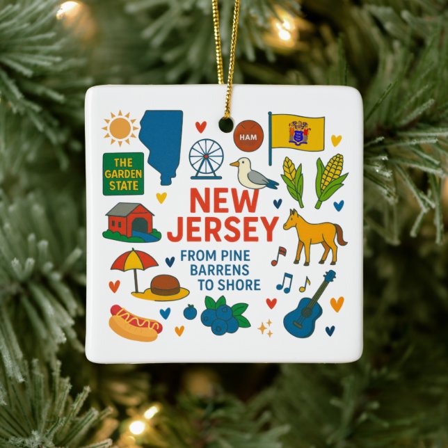 New Jersey Custom Family Trip Christmas Julgransprydnad Keramik (Träd)