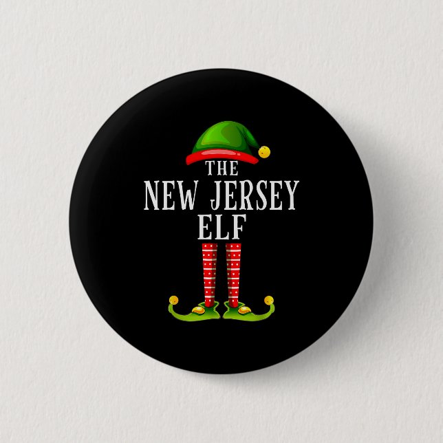 New Jersey Elf Christmas Matching Family Group Pjs Knapp (Framsida)