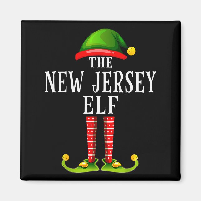 New Jersey Elf Christmas Matching Family Group Pjs Magnet (Framsidan)