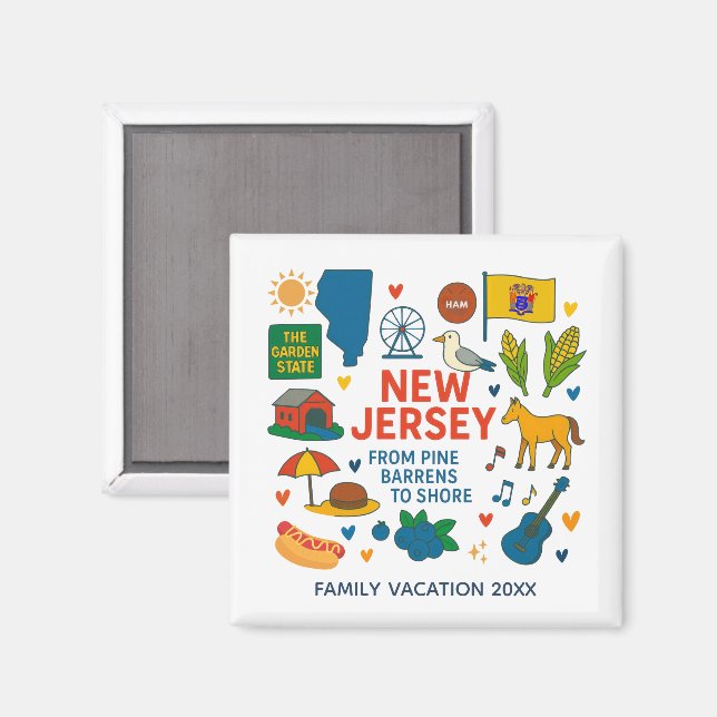 New Jersey Familjeresa Minnessaker Anpassad Magnet (Front/Back)