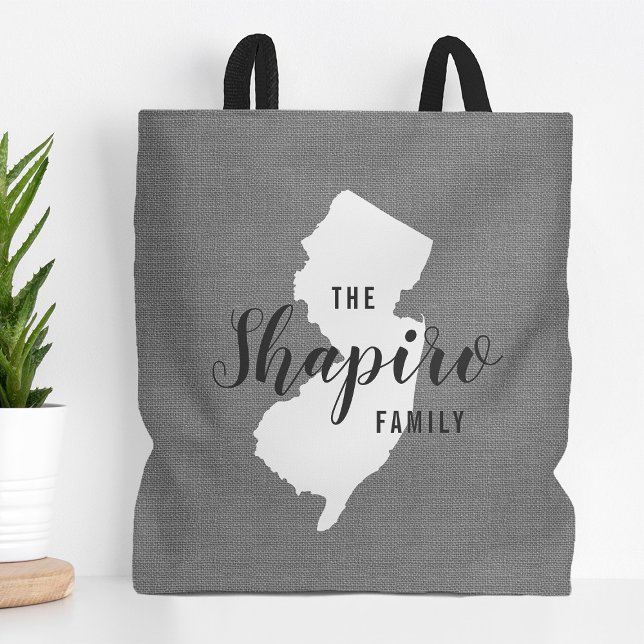 New jersey Family Monogram State Tote Bag Tygkasse (Skapare uppladdad)