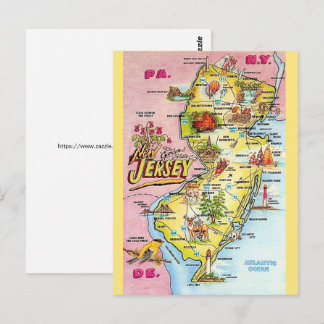 New Jersey Färgrikt Illustrerad Brevkort Vykort