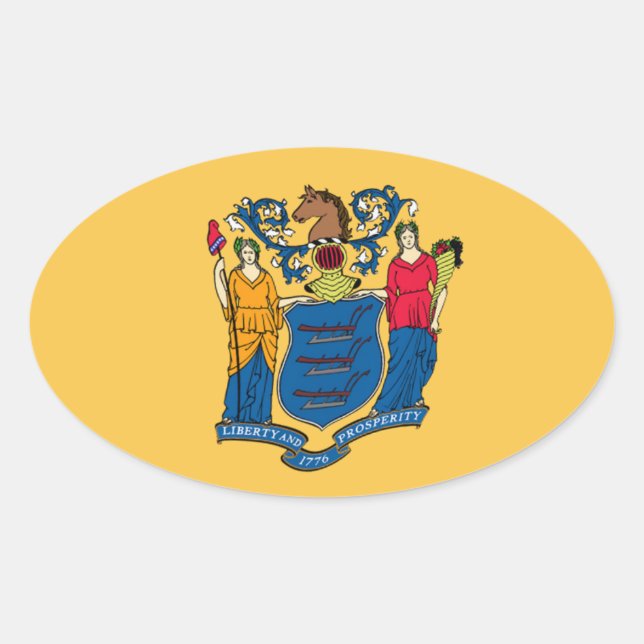 New jersey Flagga Sticker Ovalt Klistermärke (Framsida)