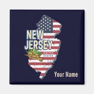 New jersey Förenade Stater Retro State Karta USA Magnet
