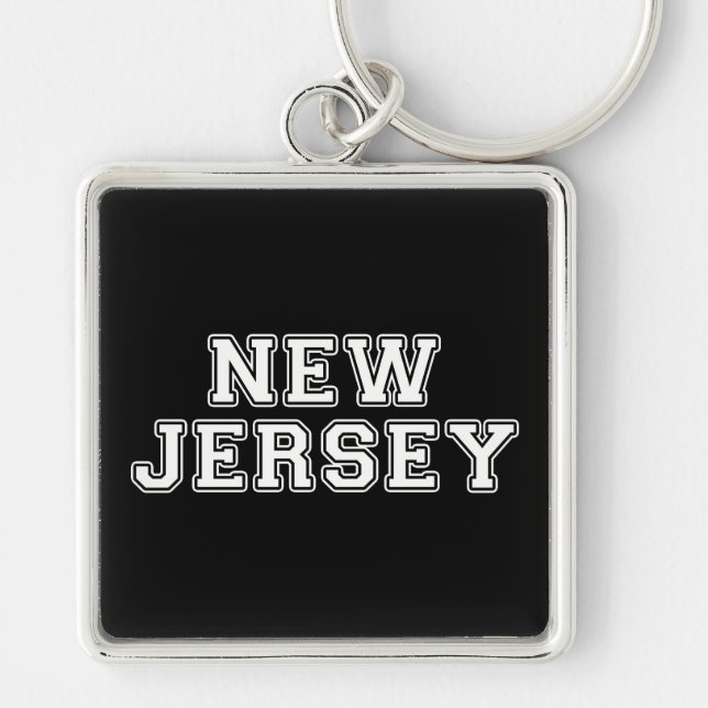 New jersey fyrkantig silverfärgad nyckelring (Framsidan)