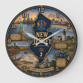 New Jersey Garden State Coastal Lighthouse Rustic Stor Klocka