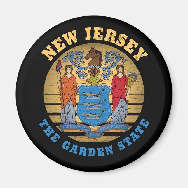 NEW JERSEY GARDEN STATLIG FLAGGA MAGNET (Framsidan)