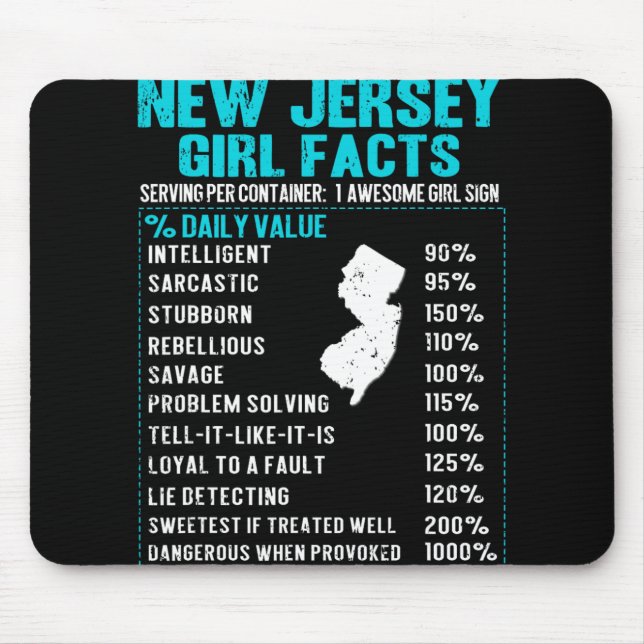 New Jersey Girl Facts Funny Birthday Gift Born In  Musmatta (Framsidan)