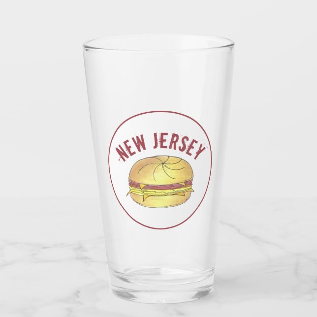 New jersey Gris Roll NJ Ham Egg Breakfast Sandwich Glaskopp (Framsida)