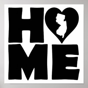 New Jersey Hem Heart State Affisch Skylt