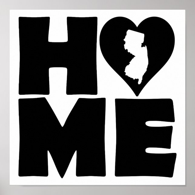 New Jersey Hem Heart State Affisch Skylt (Framsidan)