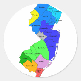 NEW JERSEY i FÄRG Runt Klistermärke