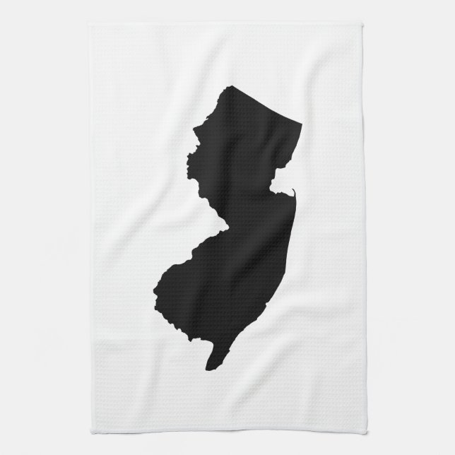 New Jersey i svart och vitt Kökshandduk (Vertikal)