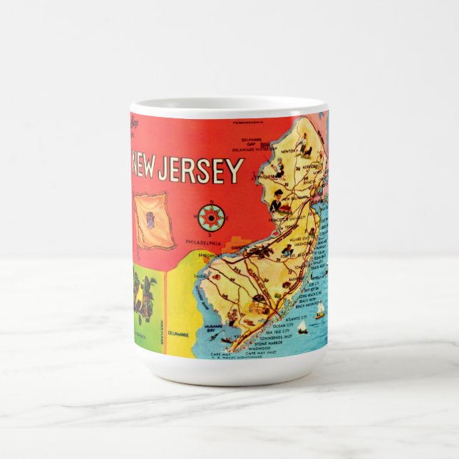 New Jersey Kart över stränder Kaffemugg (Center)