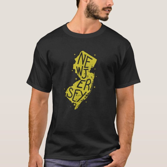 New jersey Karta Outline USA Amerika T Shirt (Framsida)