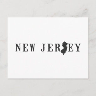 new jersey Karta Shaped Brev State Ord Art Black Vykort