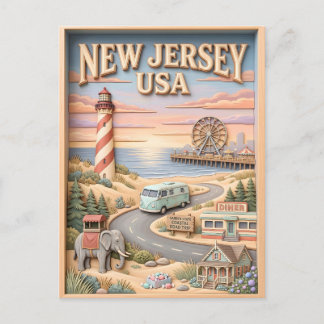New Jersey kustvägstur Landmärken Ljus Hus Vykort